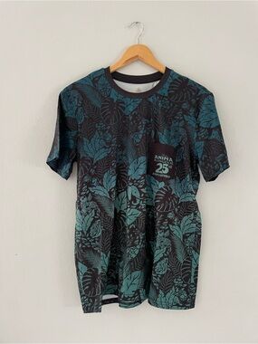 Mens Disney Teal & Black Tropical Print Animal Kingdom T-Shirt